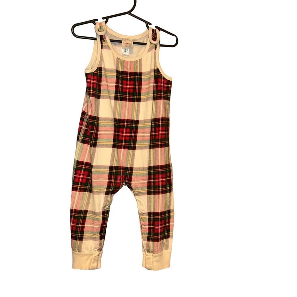 Hanna Andersson boys plaid cotton overalls 1 piece size 2T
